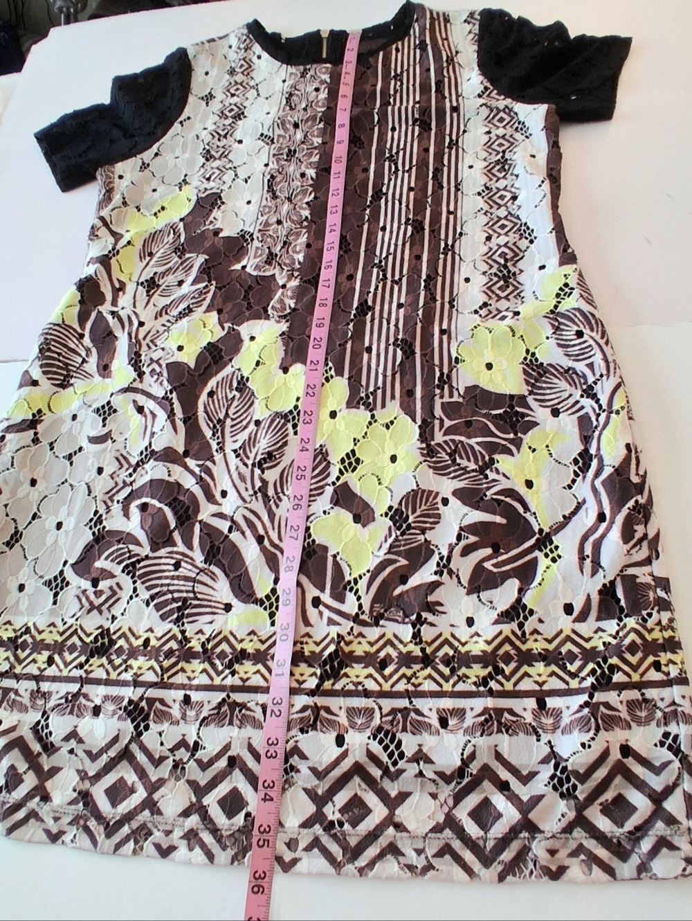 Hale Bob Eyelet Lace Overlay Shift Dress Sz Lg - Picture 12 of 13